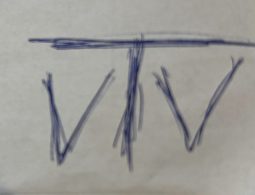 The original napkin sketch of the VTV monogram