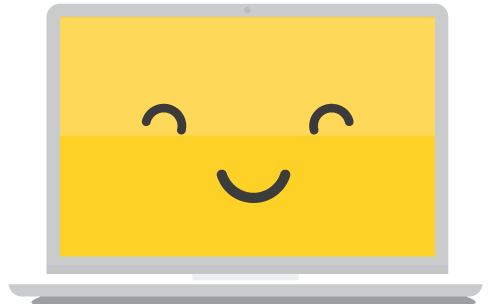 Happy laptop showing a healthy, fully optimized website after a Website Medic checkup
