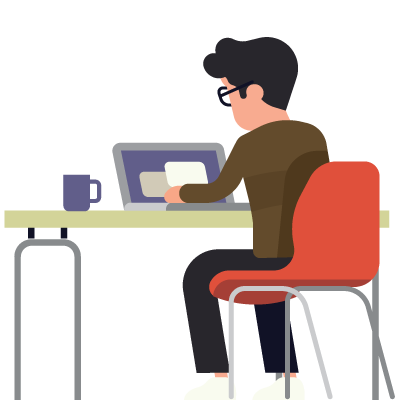 Business owner running a free website audit with Webo on a laptop